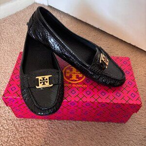 Tory Burch Kendrick driving loafers in black patent leather